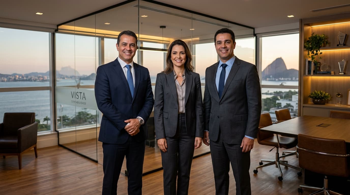Os três sócios e diretores executivos da ACR Contabilidade em Niterói
